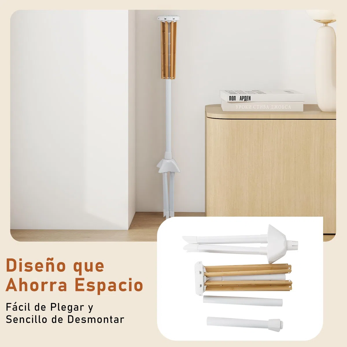 GOPLUS Tendedero Plegable, Tendedero con 8 Barras Extraíbles y 40 Ranuras para Colgar, Soporte para Secar Ropa con Patas Antideslizantes, Perchero de Pie que Ahorra Espacio