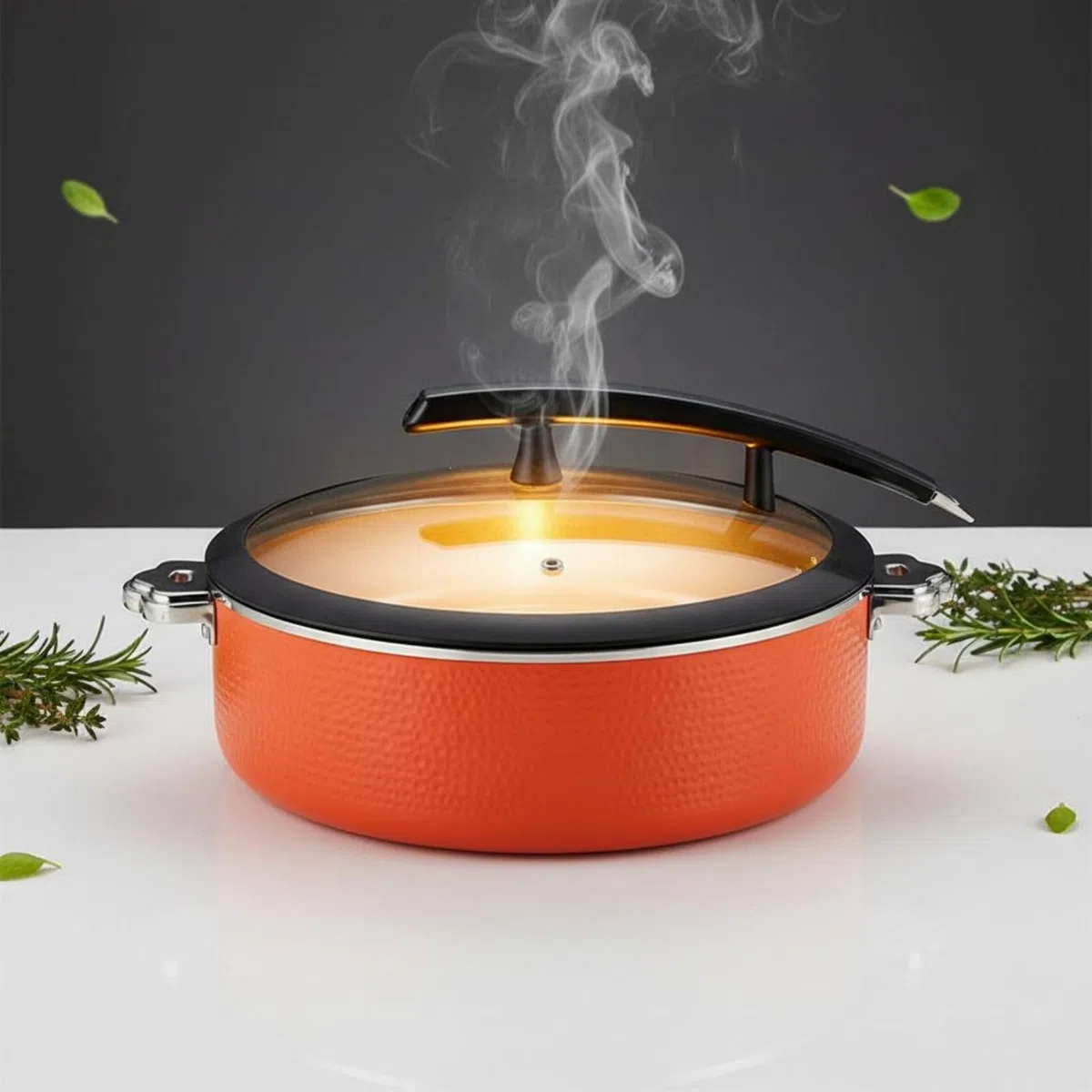 Servidor de Buffet de Acero Inoxidable Conservación del Temperatura Fuente Calentadora Uso Comercial Calentador Buffet Redondo para Catering, Naranja, 38CM