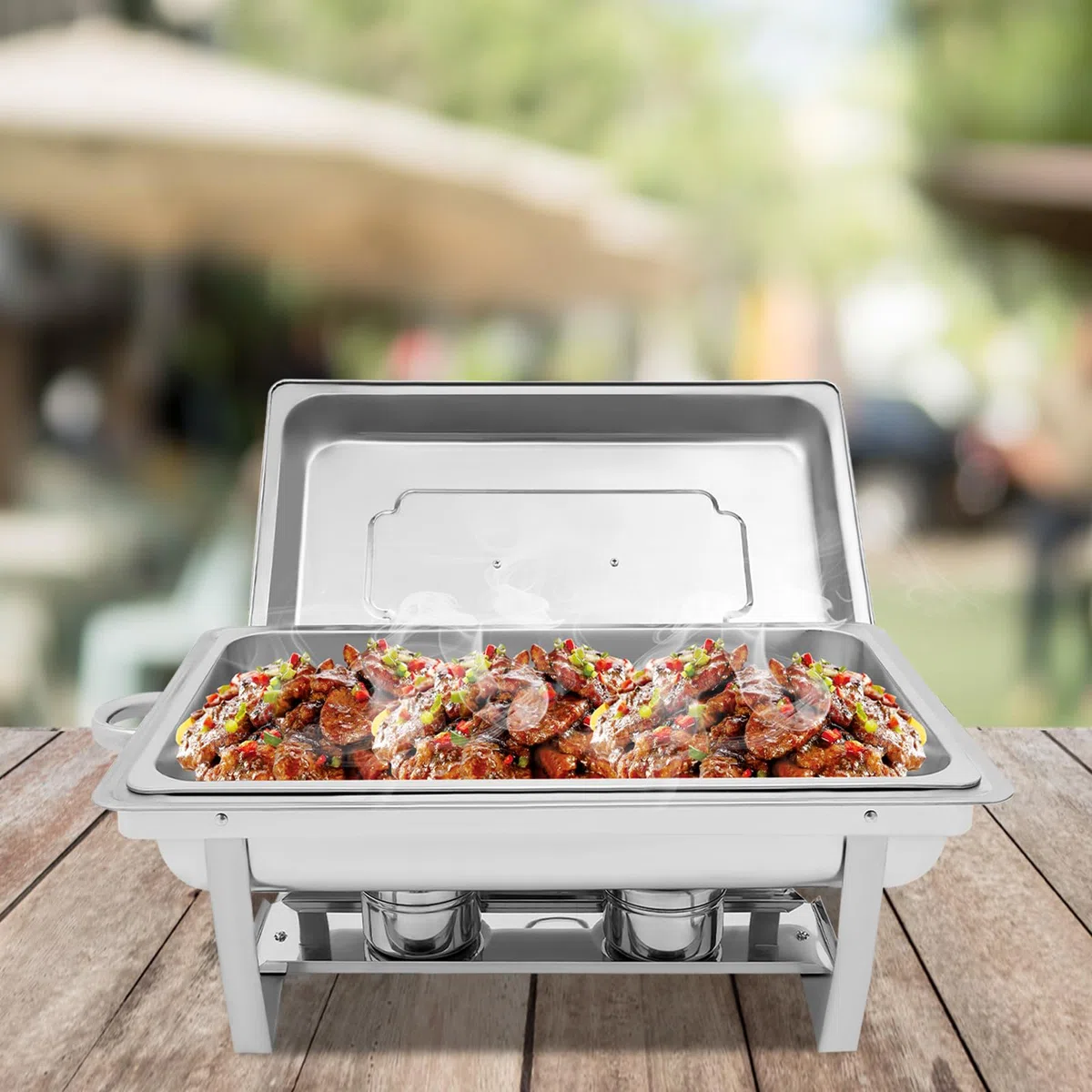 Juego de 9 litros para buffet de platos con práctica tapa, calentador de alimentos, calentador de buffet con patas, recipiente térmico para catering, buffet y fiestas