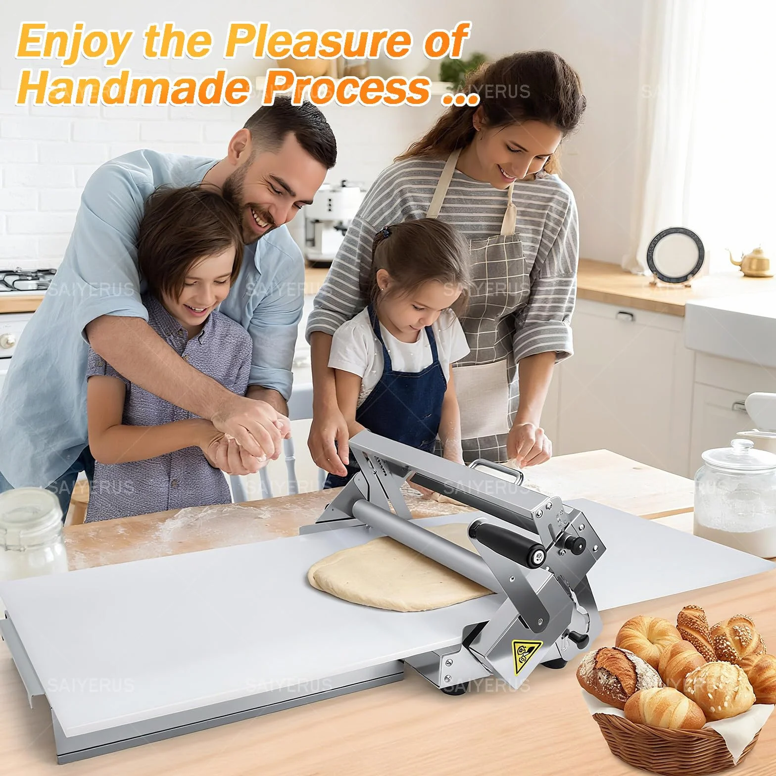 Máquina laminadora de Masa Manual, Prensa laminadora de Masa Plegable de Acero Inoxidable, Rodillo para Masa de Croissants, Pasteles daneses, Pizzas, Equipo de panadería Profesional.