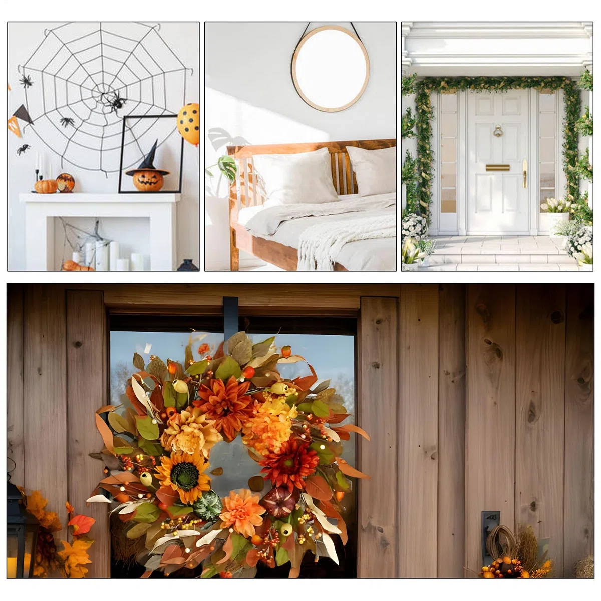 Coronas De Otoño para La Puerta De Entrada 42 Cm De Arce Artificial para La | Coronas de Otoño para Porche Para Decoración De Festival Acción De Gracias Halloween Vacaciones Puerta Y Pared