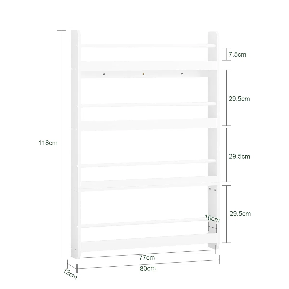 SoBuy Libreria Infantil Montessori Estanteria Libros Infantil de Pared con 4 Niveles Biblioteca para Niño Estanteria Habitacion Organizador Juguetes Blanco 80x12x118cm KMB08-II-W