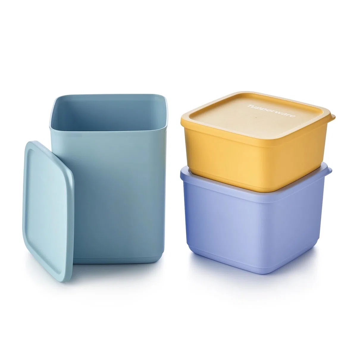 Tupperware Essentials Contenedores cuadrados apilables – Almacenamiento de alimentos – Duradero y reutilizable – Mantiene tus alimentos frescos – Fácil de apilar – Fiambrera portátil – Tapa hermética