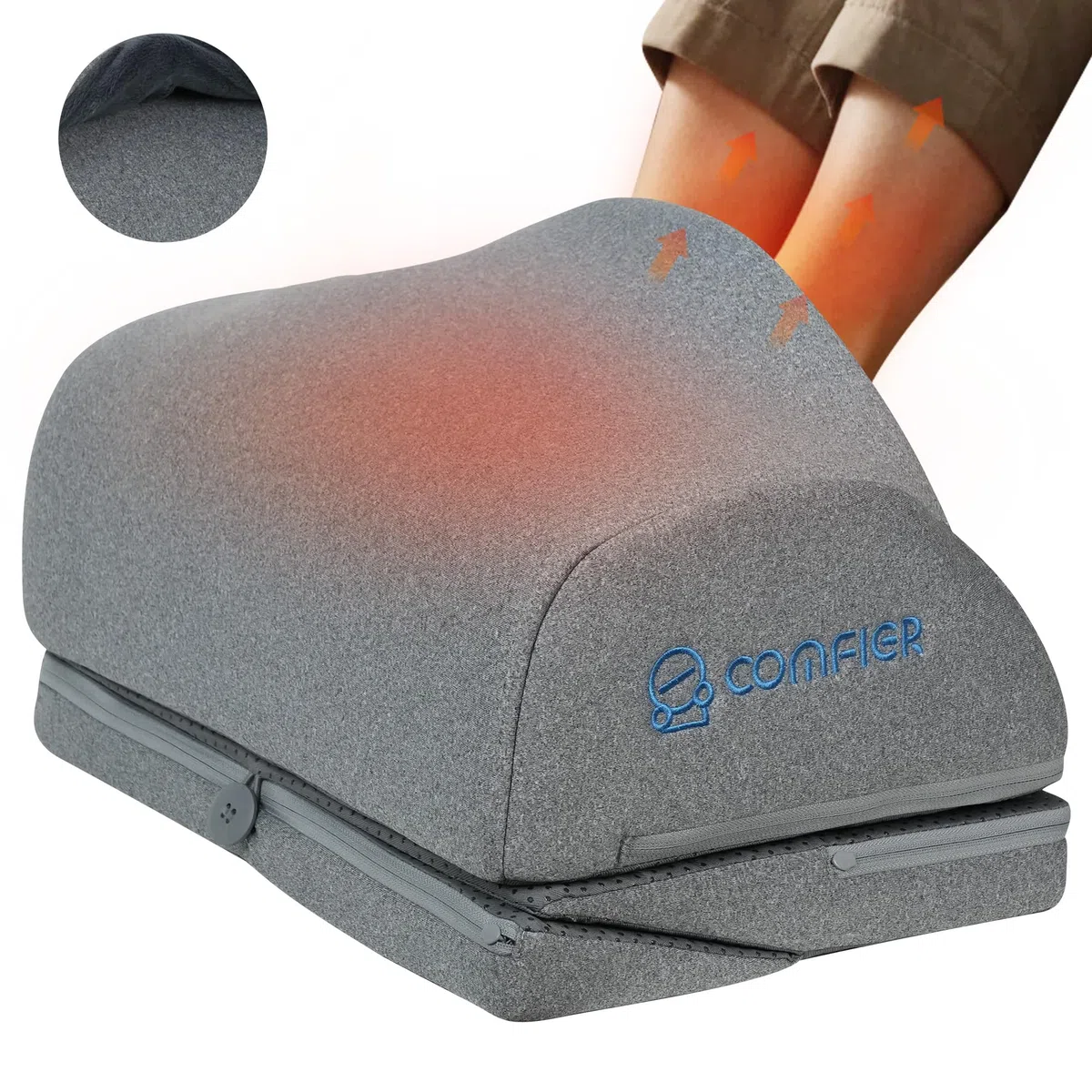 COMFIER Escritorio con Reposapiés con Calefacción y Vibración, Masajeador de Pies Ajustable en 3 Alturas, Función Ergonómica de Calor y Masaje para Oficina, Silla Gaming y Oficina en Casa