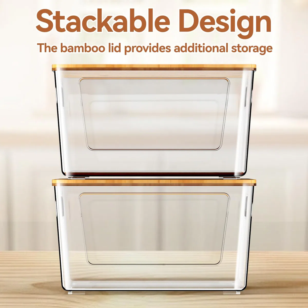 spospo Paquete de 2 soportes para bolsas de basura con tapa de bambú, dispensador de bolsas de basura apilables | Soporte extra grande para bolsas de basura para cocina, lavandería, organización y almacenamiento debajo del fregadero