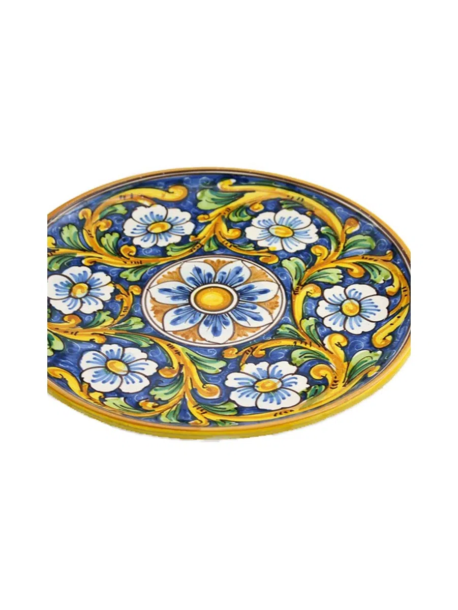 ILAB Plato grande de cerámica decorado a mano por ceramistas sicilianos de Santo Stefano de Camastra barroco art. 12