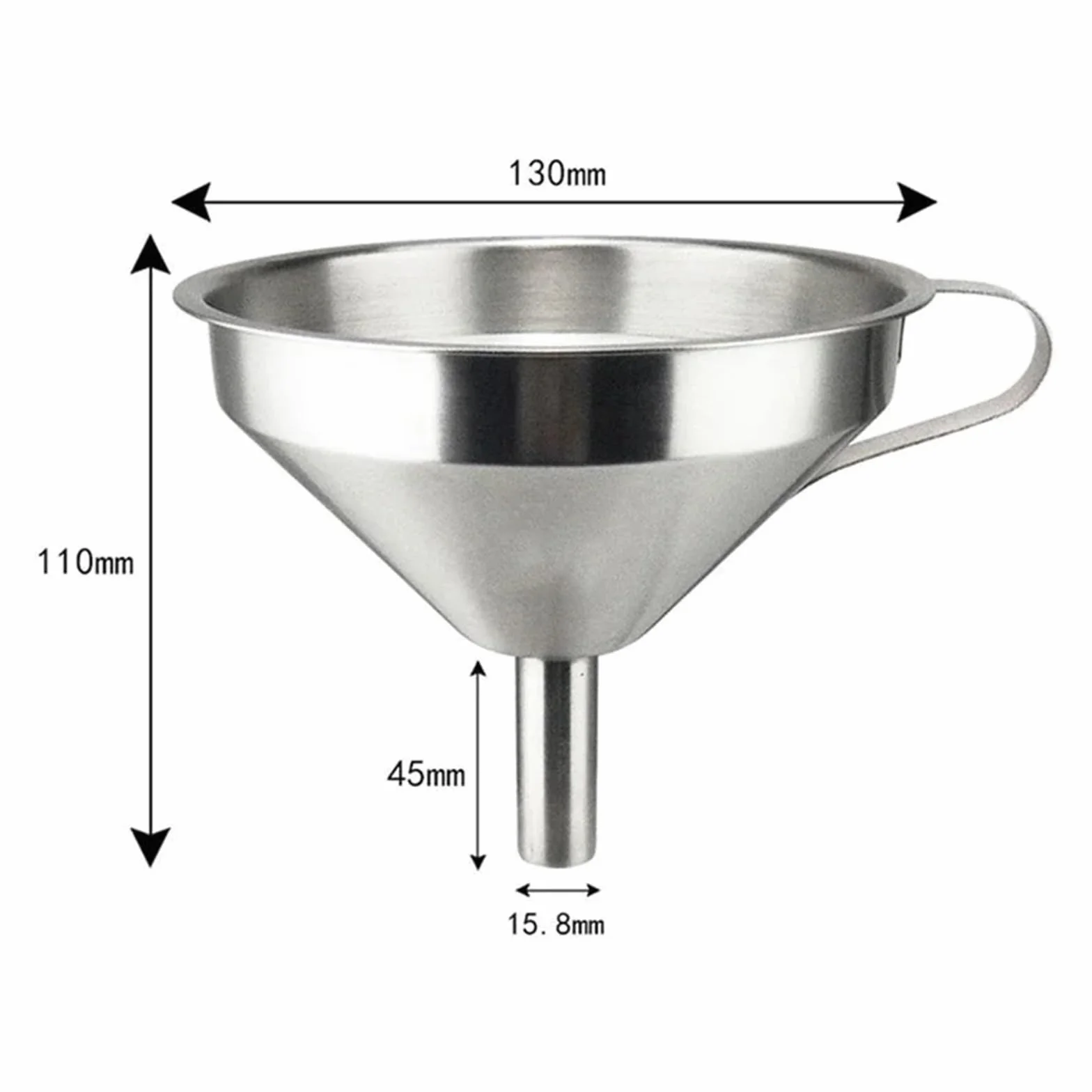 Embudo de tolva grande de acero inoxidable, embudo de acero resistente de 19 cm, 20 cm y 24 cm de diámetro for uso industrial y doméstico(M)