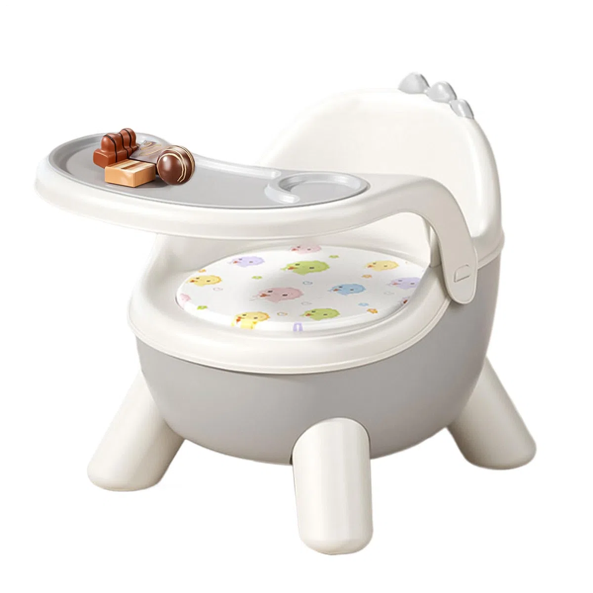 Silla Para Comer Bebé Silla Infantil de Comedor con Diseño de Dinosaurio | con 2 Bandejas Extraíbles y Asiento Ergonómico, para Alimentación en Casa, Guardería o Exteriores