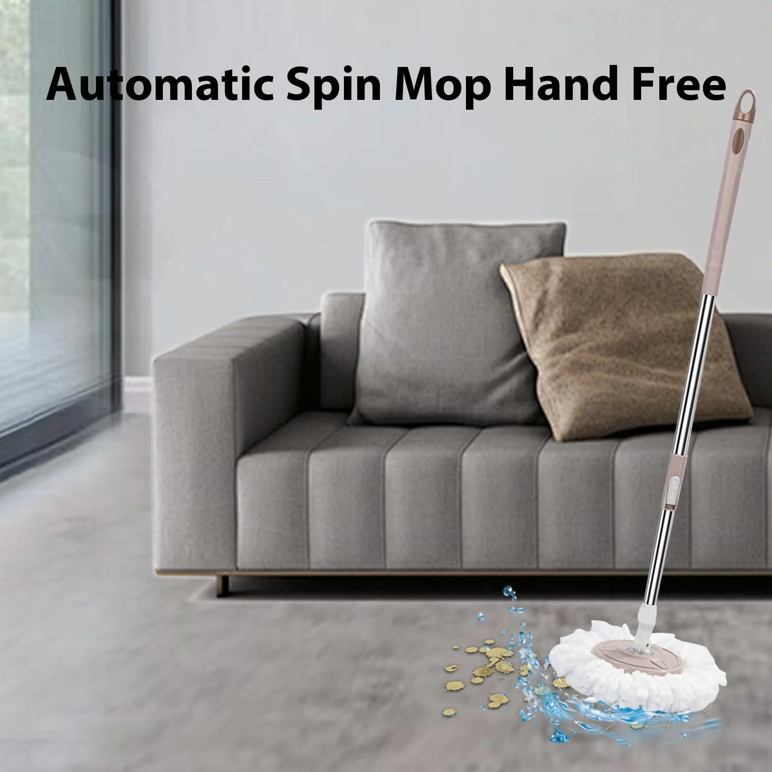 Sistema de cubo de fregona giratoria, fregona giratoria automática para limpieza del hogar, fregona de microfibra giratoria de 360°, fregona de limpieza que ahorra manno de obra con escurridor para sa
