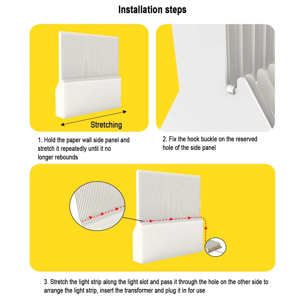 Pantallas de privacidad plegables con estantes de almacenamiento, pantalla de privacidad plegable de papel para interiores con iluminación, divisor de habitación retráctil de papel para separación de