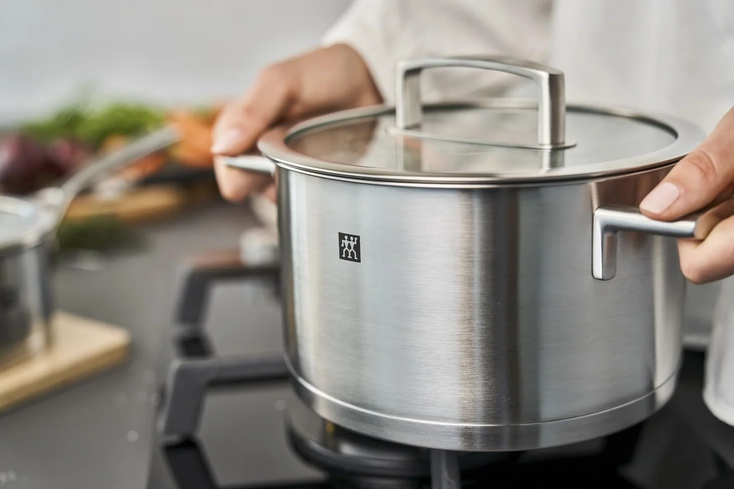 ZWILLING Vitality batería de cocina, 5 piezas con tapa de vidrio, apta para inducción, sin revestimiento, acero inoxidable, plata
