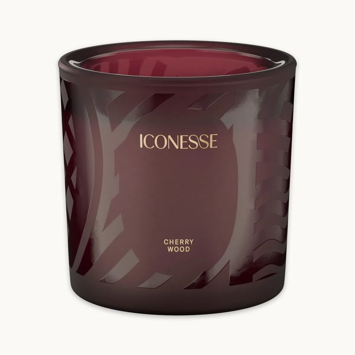 ICONESS Vela aromática de madera de cerezo en tarro – 1 mecha de algodón, 280 g de cera de soja, 48 horas de combustión, aroma de otoño vegano, ideal como regalo y para un hogar acogedor