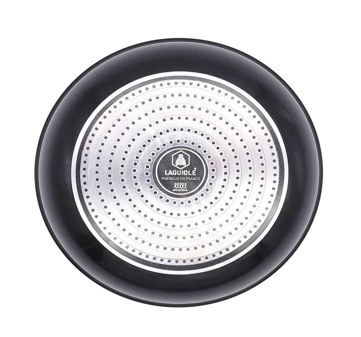 LAGUIOLE, Juego de cocina extraíble, 2 ollas y 1 sartén antiadherente, compatible con todas las fuentes de calor, Aluminio, Revestimiento antiadherente, fácil de limpiar, 16/18/24 cm, Negro/Champán