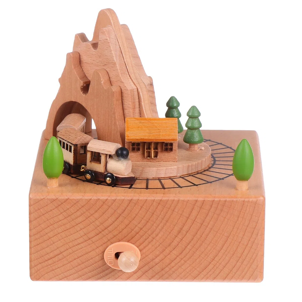 BESPORTBLE Caja de Música Giratoria de Madera Diseño de Montaña Rusa Adorno Creativo para Escritorio Caja Musical Infantil y Decoración del Hogar Obsequio para Cumpleaños y Ocasiones