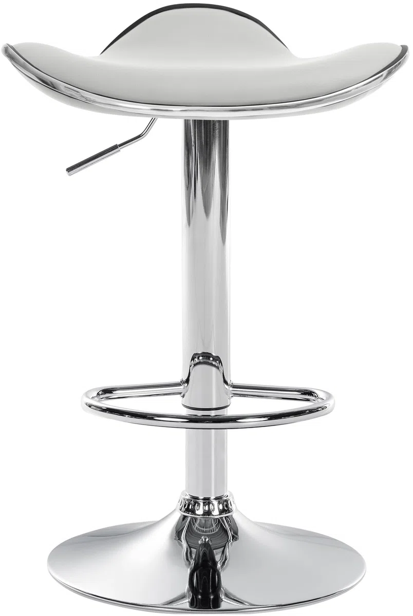CLP Taburete Alto de Cocina Shanghai en Polipiel I Silla de Bar giratoria Regulable en Altura con Base metálica, Color:Blanco, Material del Soporte:Hierro Cromado