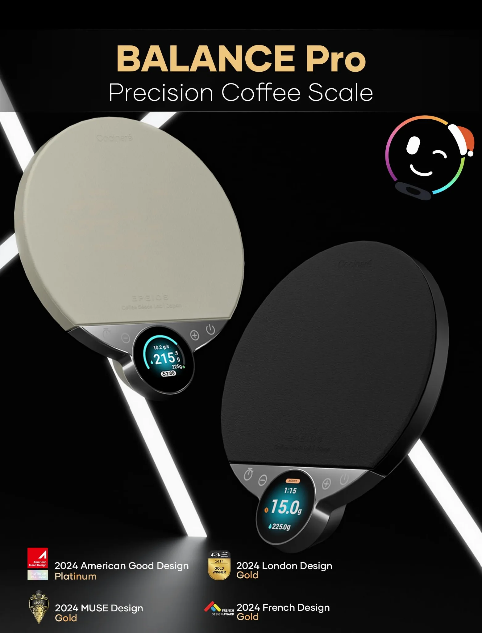 Cocinare Balance Pro - Báscula de café de precisión de 0,1 g, 3,5 kg digital con temporizador, báscula de cocina para café y alimentos, control de aplicaciones (plata)