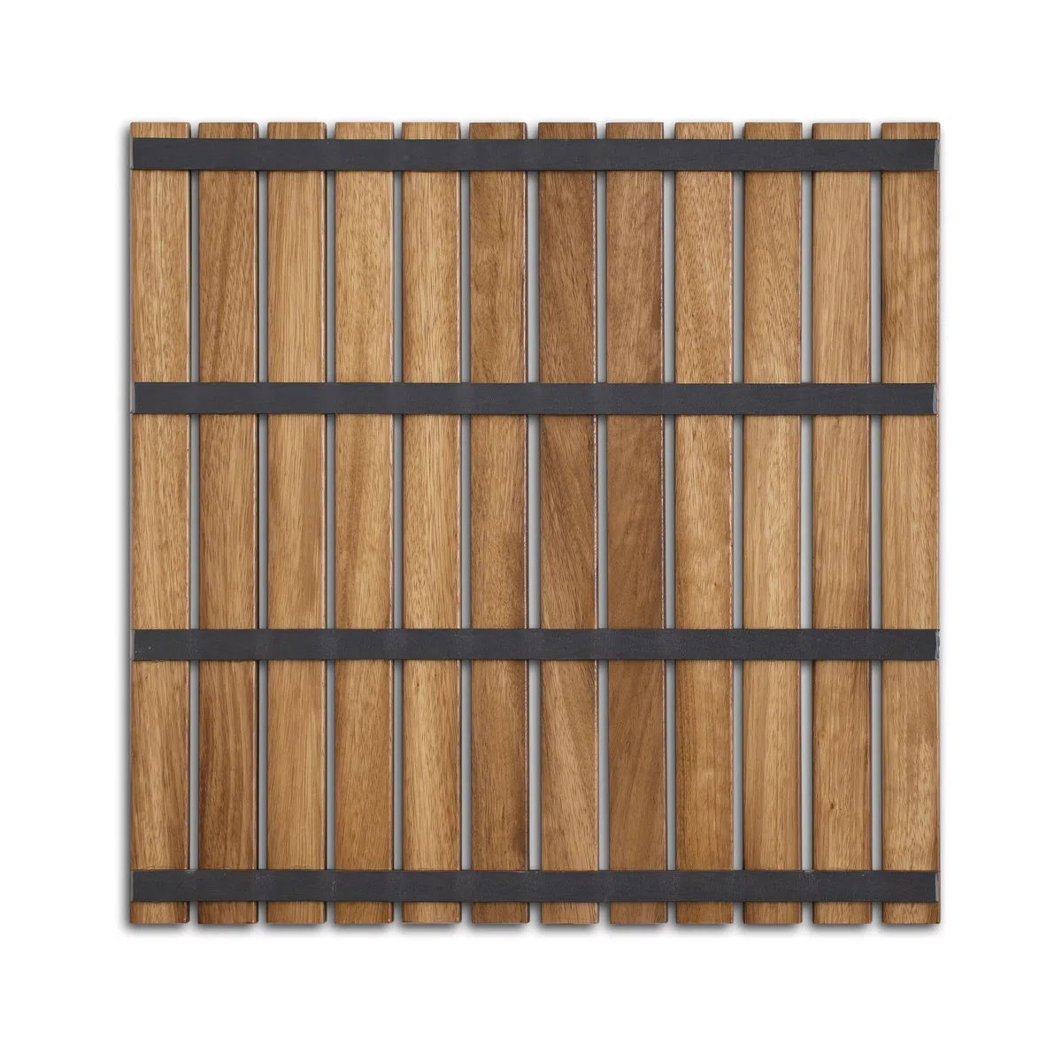 Tarima/Alfombra Flexible para Ducha y baño, en Madera de Teca (60 x 60 cm)