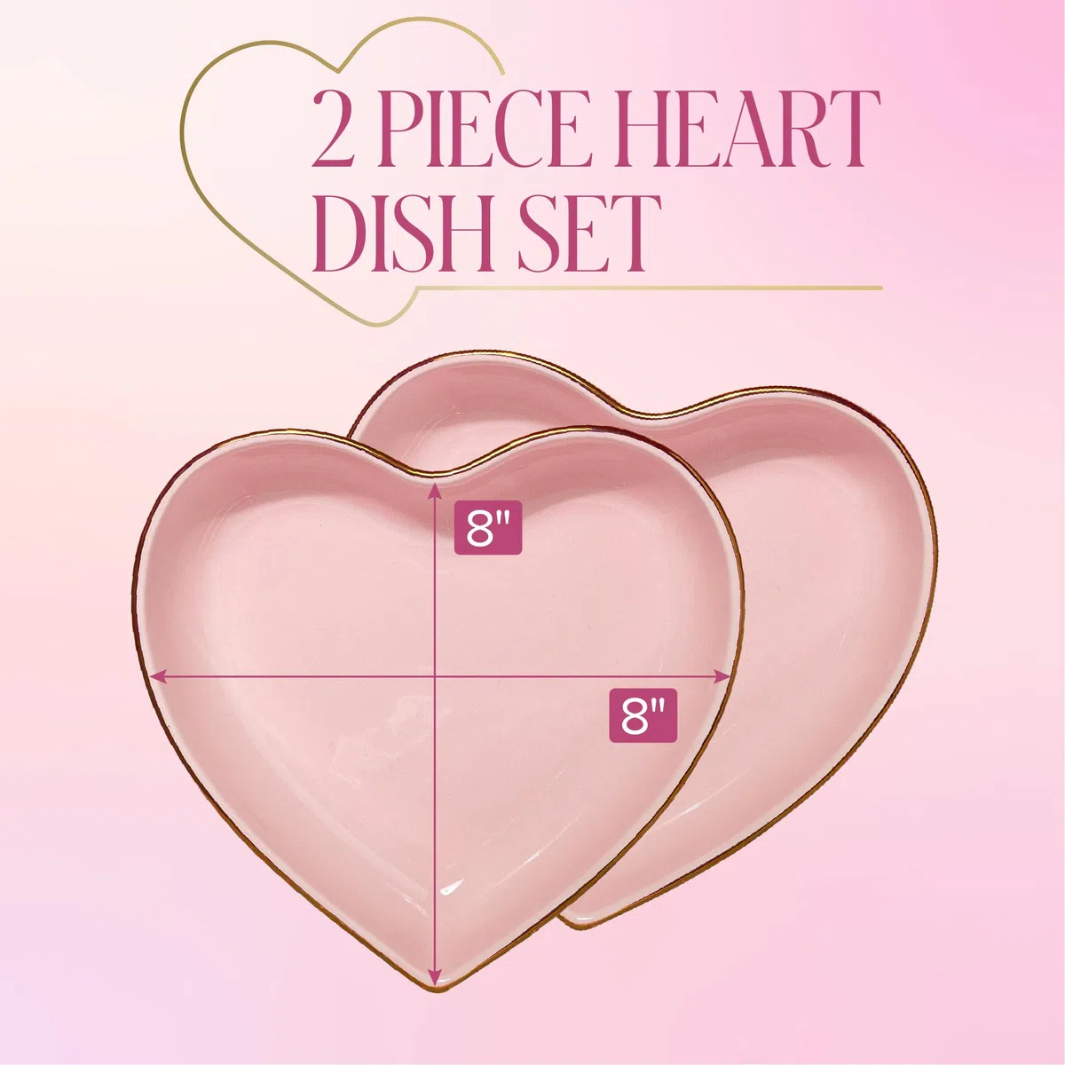 PH - Juego de 2 platos de corazón de 8 pulgadas