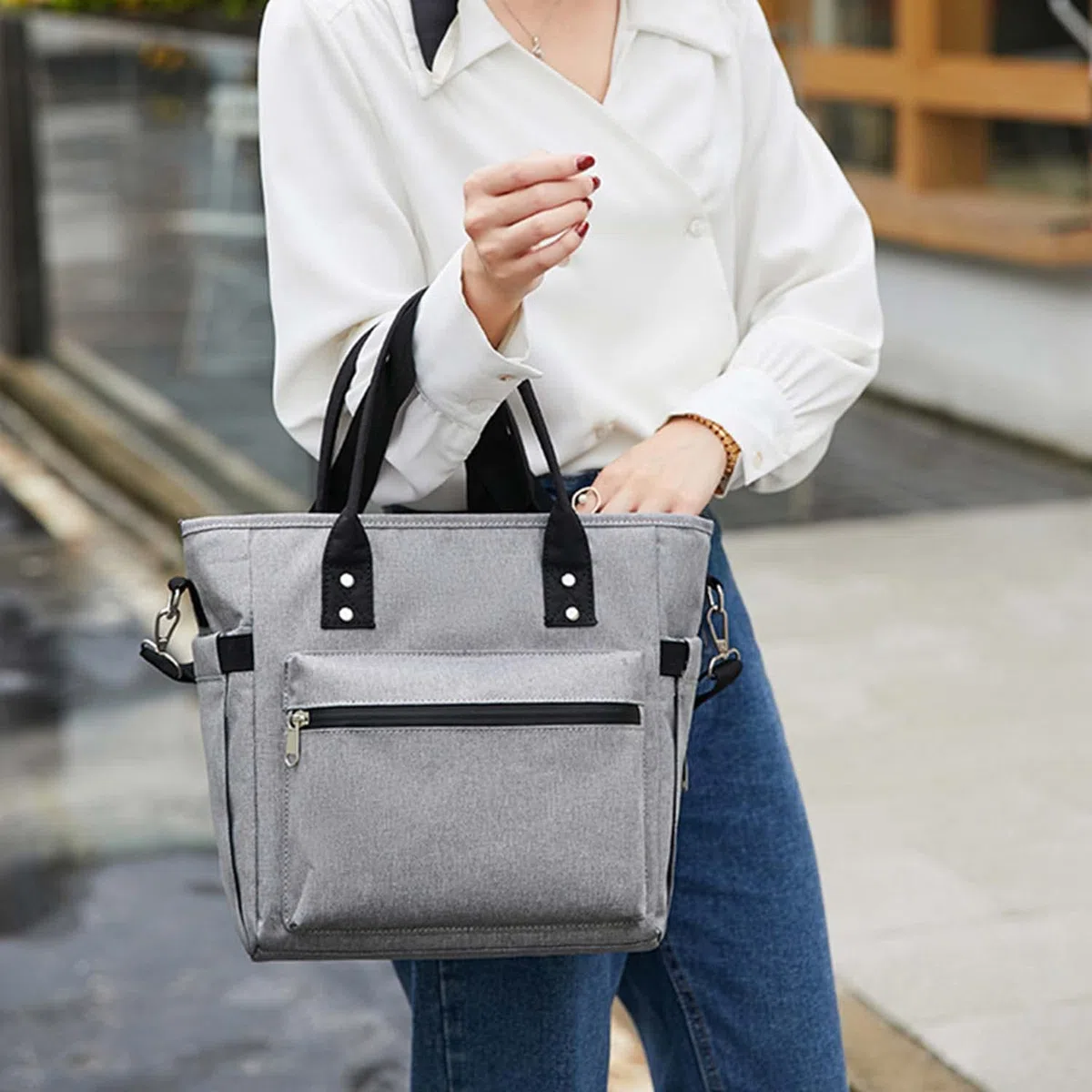 Bolsas de Almuerzo Cruzadas con Aislamiento Portátil Bolso de Tela Oxford Impermeable Contenedor de Almacenamiento Térmico Bento de Alta Capacidad para Alimentos