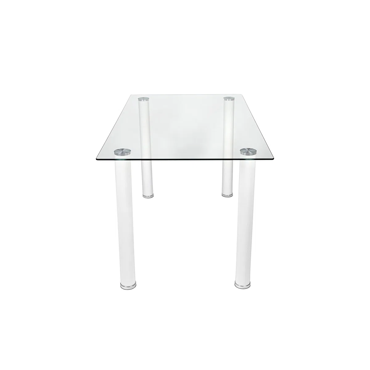 duehome Mesa de Comedor Blanca, Mesa de Cristal para Cocina, Medidas Mesa Moderna salón: 140 cm Largo x 80 cm Ancho x 75 cm Alto