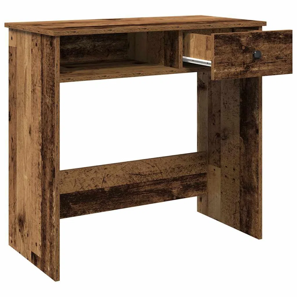 Escritorio con aspecto de madera envejecida, 80 x 40 x 75 cm, mesa de ordenador de madera con gran superficie de trabajo, mesa de oficina con mucho espacio para carpetas y dispositivos de