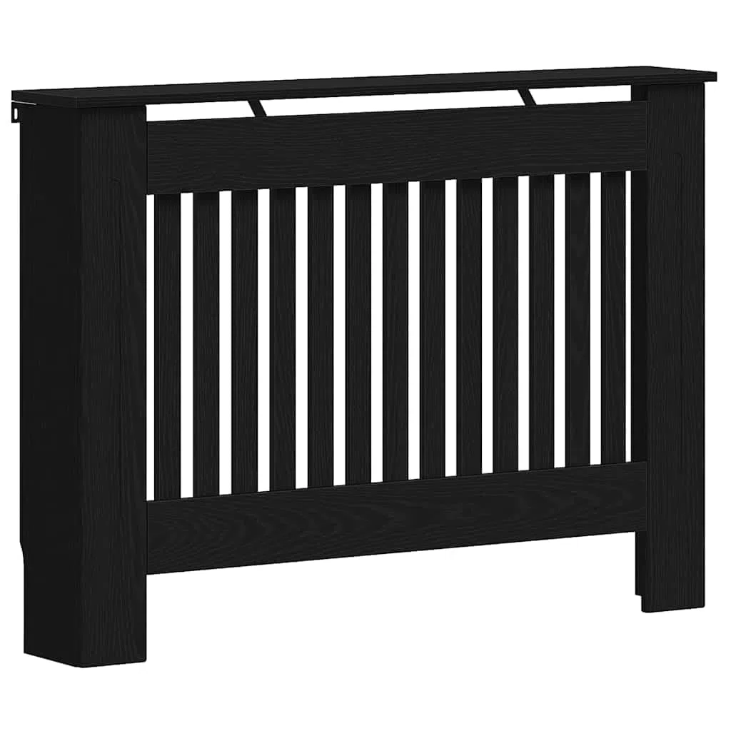 vidaXL Cubierta de Radiador Roble Negro 112 x 19 x 81,5 cm, Cubierta Moderna Rectangular para radiador, decoración del hogar, Resistencia al Calor, diseño de Madera, Seguridad Infantil