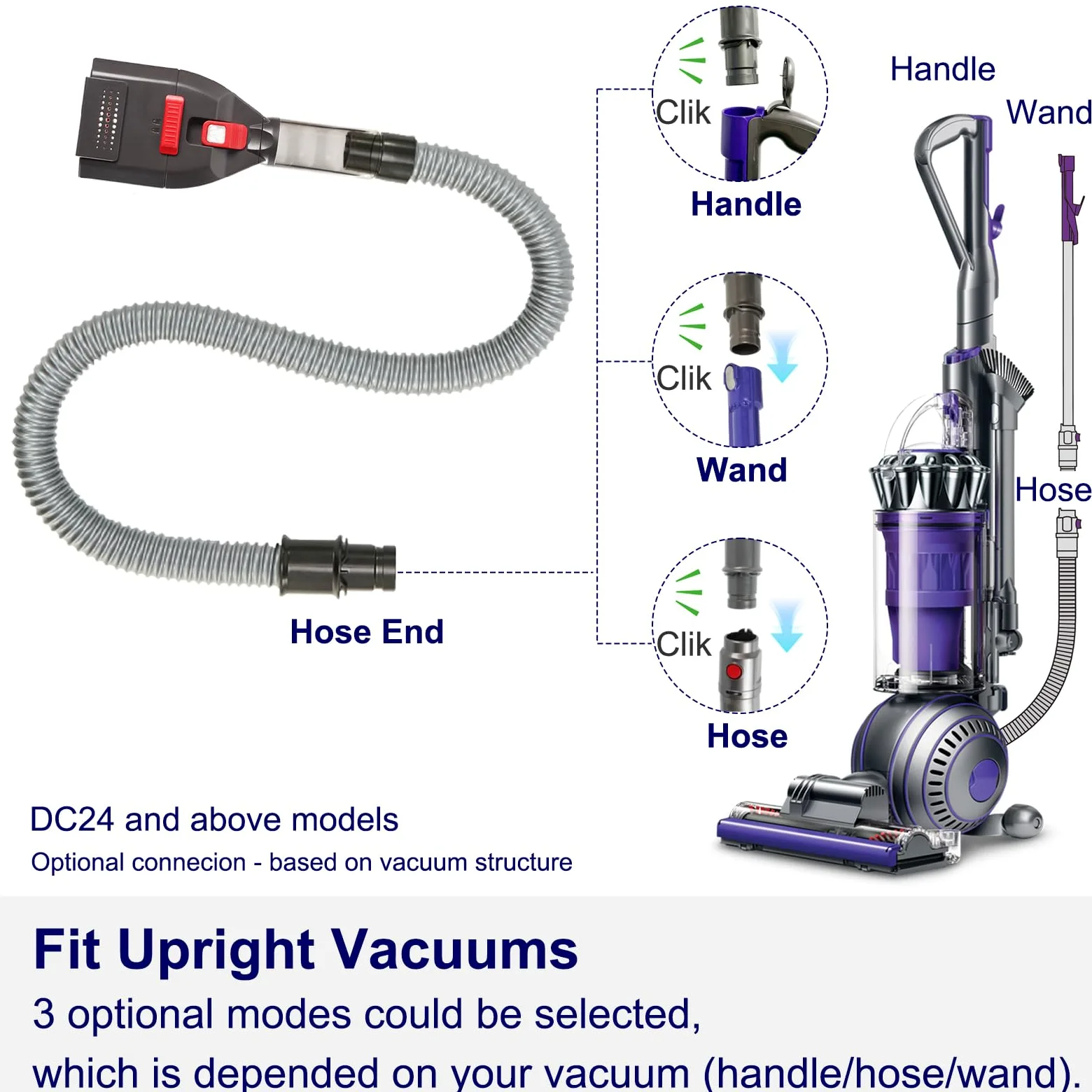 Portek Accesorio de aspiradora de pelo de perro para Dyson V15 V12 V11 V10 V8 V7 V6 G5 GEN5 Outsize V6, kit de herramientas de cepillo de aseo para mascotas con adaptador de manguera de extensión