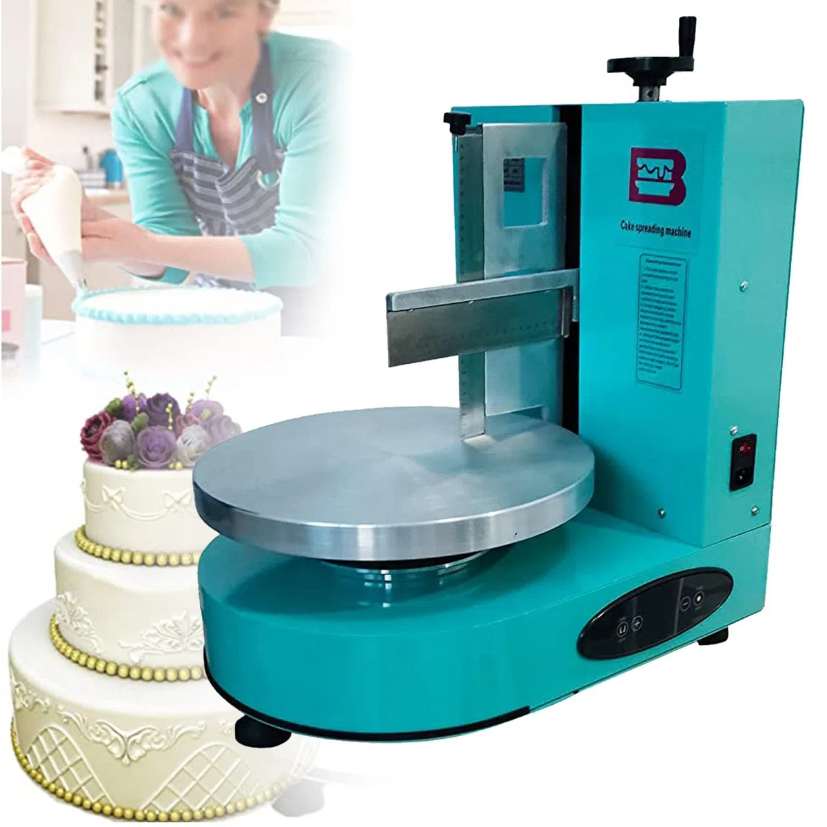 Máquina automática para esparcir Crema para Pasteles, máquina eléctrica para esparcir Crema para Pasteles de cumpleaños para Hacer Pasteles de 4 a 12 Pulgadas, para Cocina doméstica Comercial