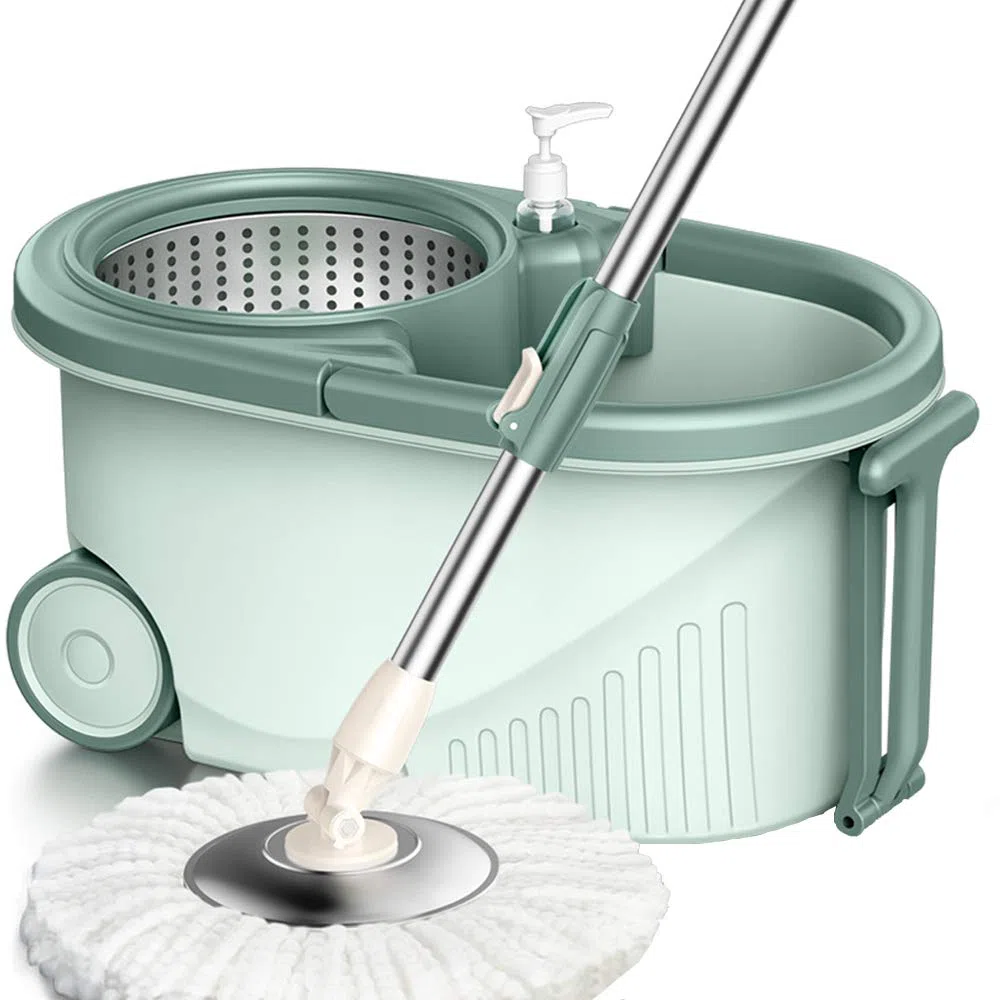 360 Grados de rotación de la Cabeza y los Trajes de algodón de Cubo para fregona de microfibras Verde Nórdica 24.5cm los 46.5cm * 28cm *