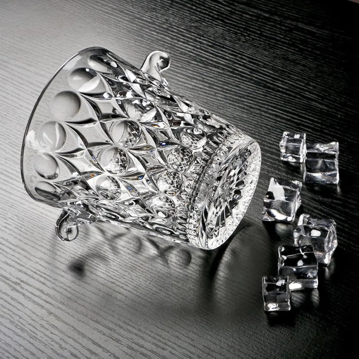 Cubitera Botella Vino Cubo de Hielo de Cristal con asa de fácil Transporte, Enfriador de Bebidas Transparente, contenedor de Hielo de 1,5 l para Vino, champán y Cerveza