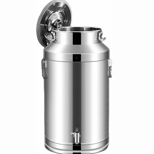 Cubo de Acero Inoxidable para Beber con Grifo y Tapa para Transporte y Almacenamiento.