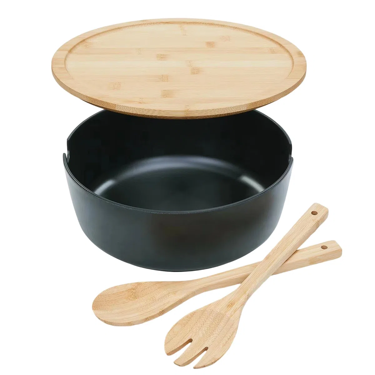 Ensaladeras Grandes Ensaladeras De Madera Vajilla Cuchara Tenedor | Boles Grandes para Ensaladas y Comer Frutas, Snacks, Pasta, Preparación de Comidas, , Camping, Barbacoa