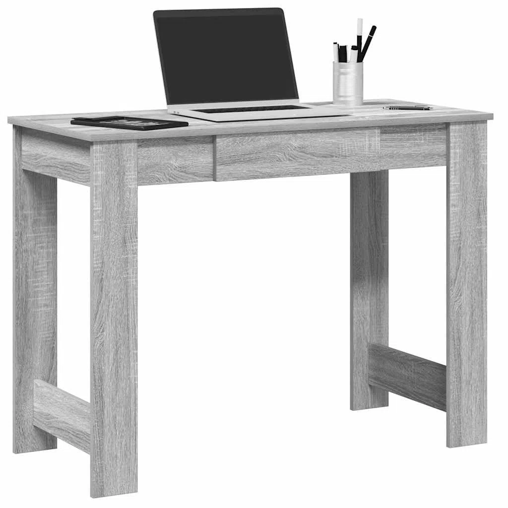 Escritorio gris Sonoma 100 x 45 x 75 cm de madera resistente, mesa de ordenador versátil para oficina, dormitorio y oficina en casa, mesa de trabajo fácil de limpiar con amplio espacio de