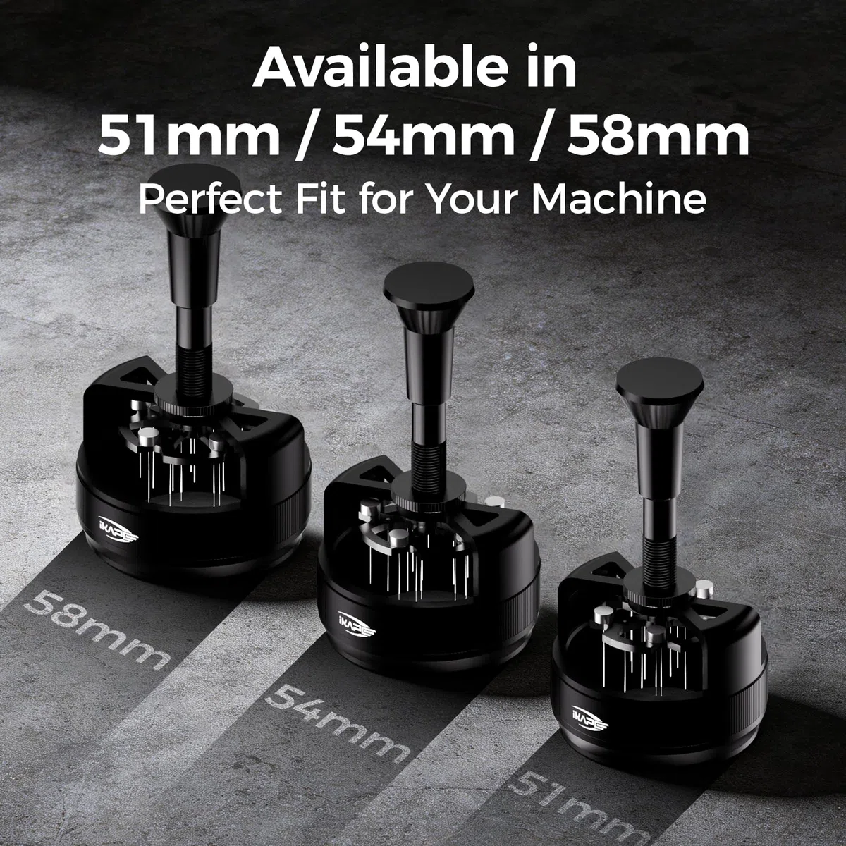 IKAPE Herramienta WDT de 58 mm para espresso, herramienta de distribución de 0,25 mm con 14 agujas, rotación automática de un botón y profundidad ajustable, base magnética, agitador de espresso