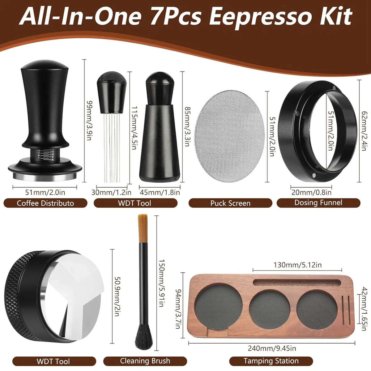 Juego de Accesorios para Espresso Distribuidor De Prensado De Cocina | Estación de Prensa para Café Para apartamento, comedor, bar, residencia, cafetería, casa, aficionados y principiantes