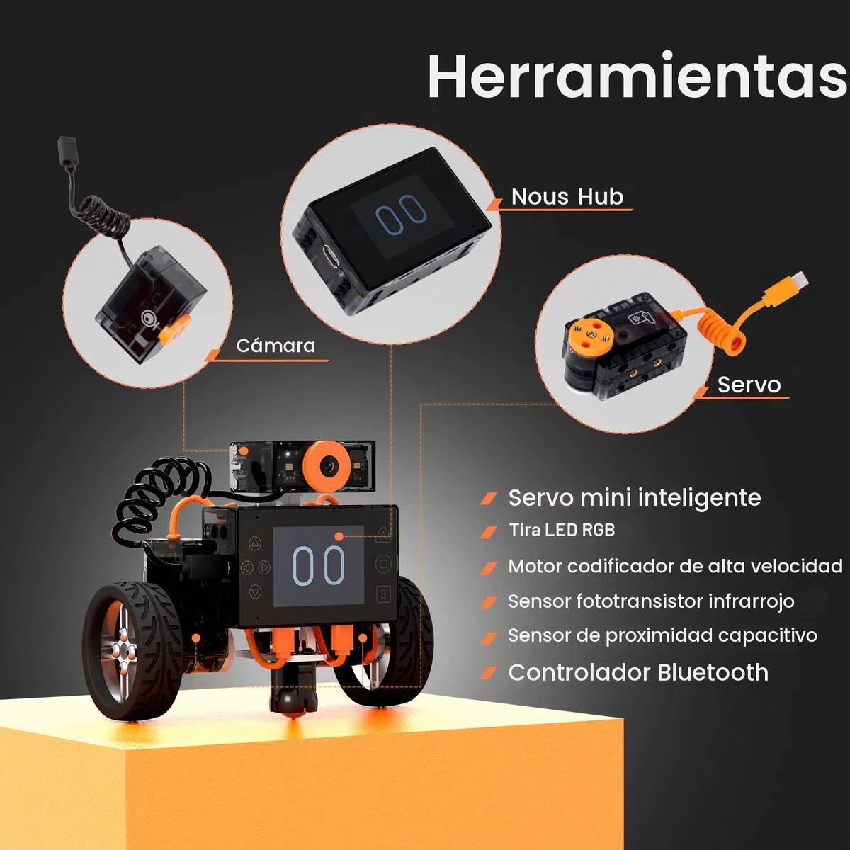 Robot Programable para Niños, MatataStudio Nous AI Juguete Robot compatible con Entrenamiento de AI Scratch Python Coche Robot Inteligente con Cámara STEM Juguete de Aprendizaje para Niños de 12+ años