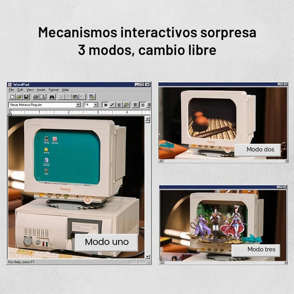 PAN TASY BRICKKK Ordenador Retro, Set de Bloques para Adultos | Modelo clásico de sobremesa con teclado, pantalla y detalles nostálgicos, pieza decorativa para construir y exponer