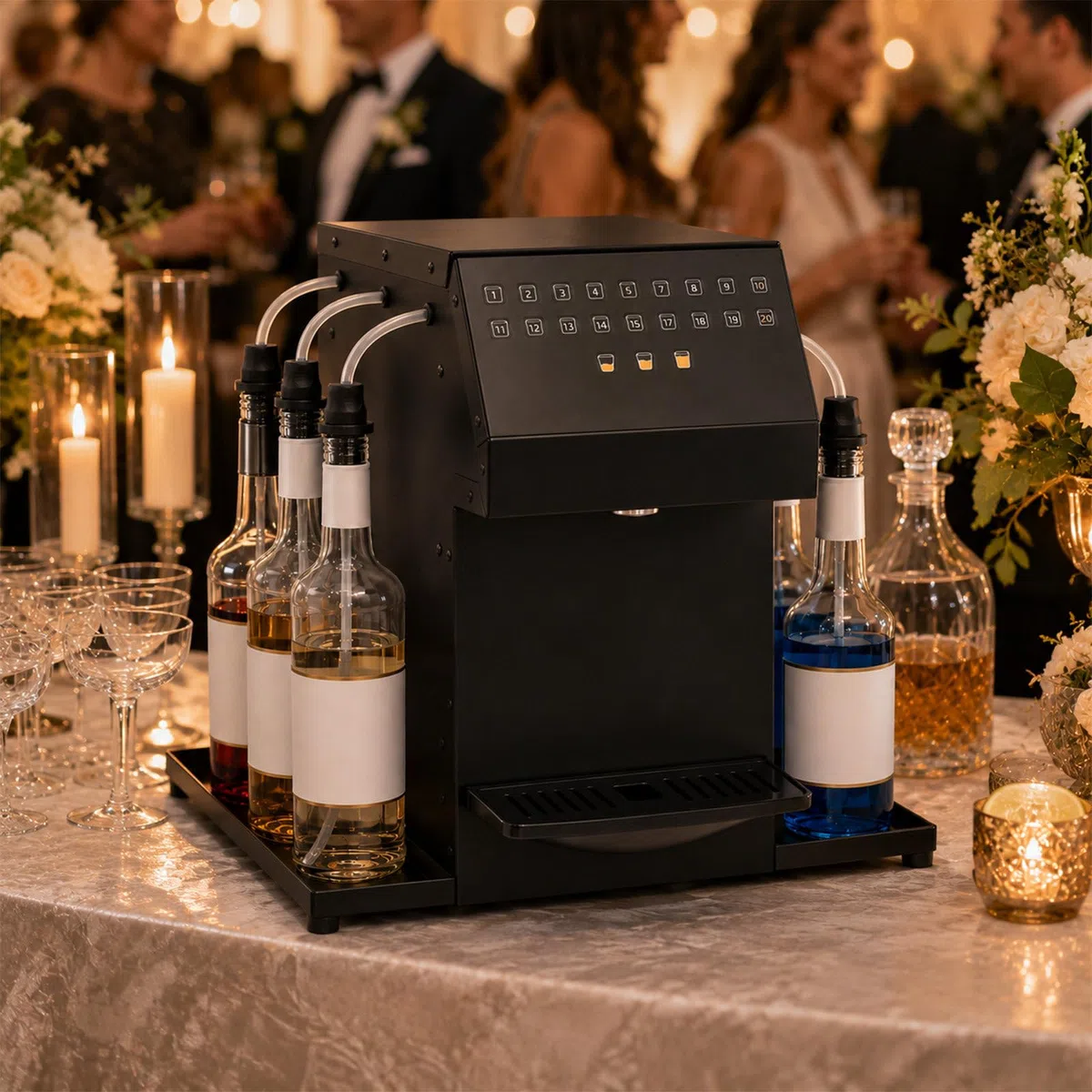 Máquina para Preparar cócteles, dispensador Inteligente de 70 W, dispensador eléctrico de cócteles, 6 Asientos para Botellas, para porciones de Bebida Uniformes.