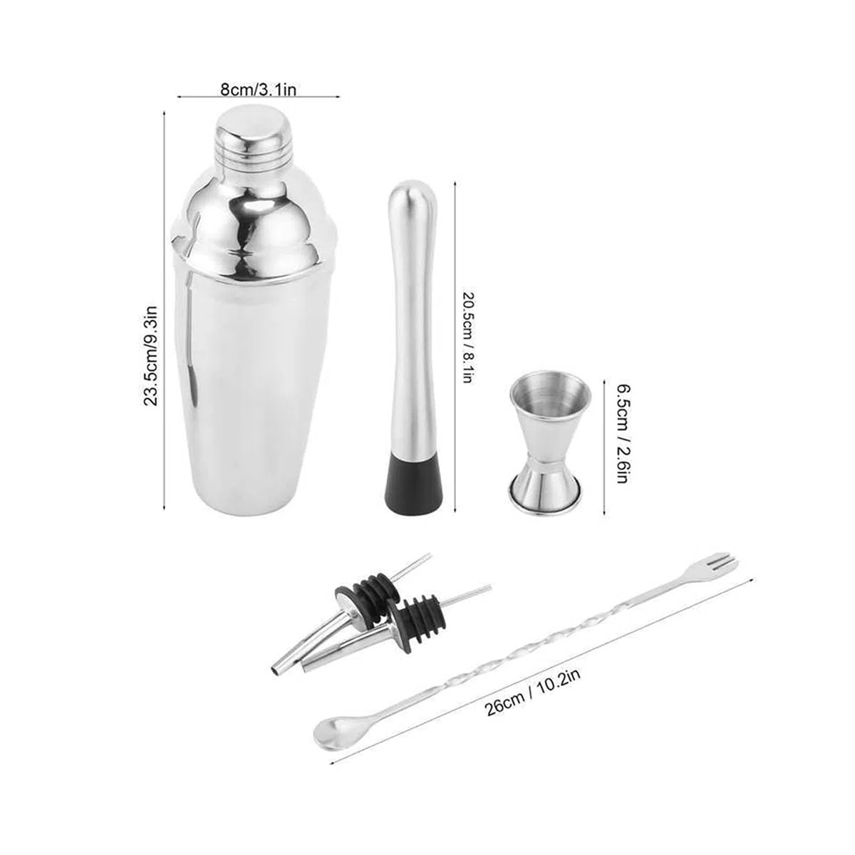Liudan Coctelera para Cócteles Sistema de cóctel de 6 Piezas 750ml Barra de Acero Inoxidable Bartendle Herramienta Profesional Bartender Kit de Bebida Agitador Accesorios de Fiesta Juego de cóctel