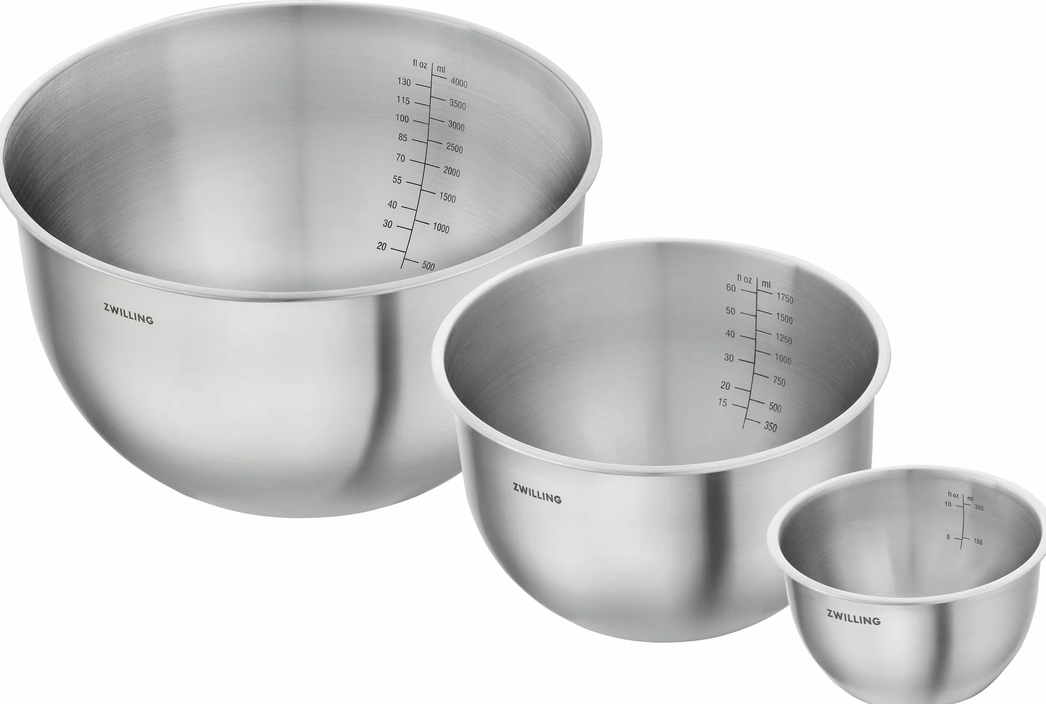 ZWILLING Fresh & Save BOWLS - Juego de 3 cuencos (acero inoxidable, 12 cm, 18 cm, L-24 cm), color plateado