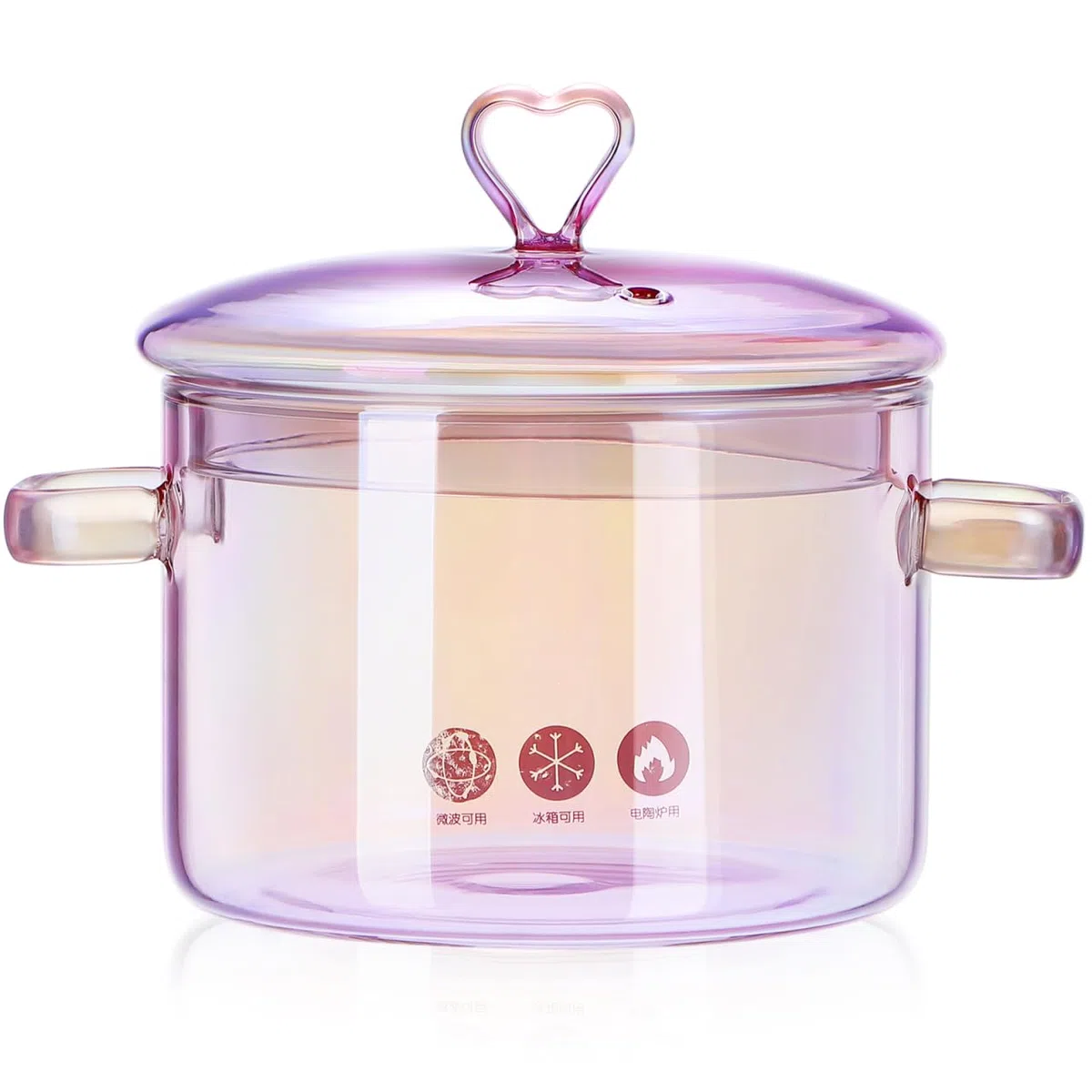 Happyyami Cacerola de Cristal Con Tapa - Olla Multifuncional para Sopa, Pasta, Fideos, Verduras, Carne - Compatible Con Inducción