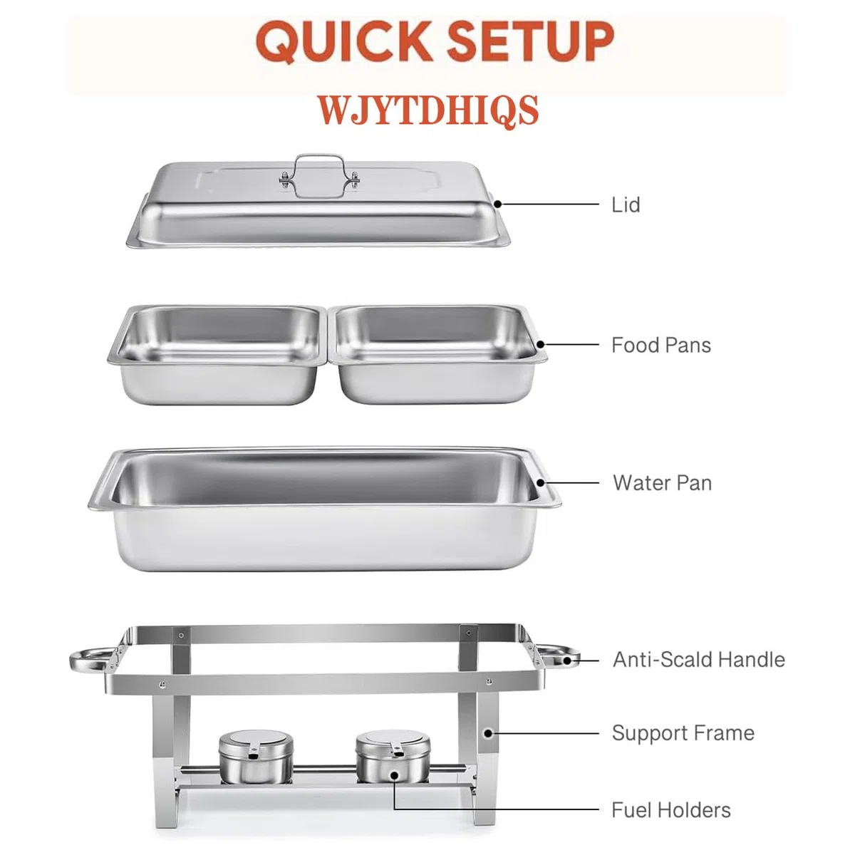 2/4/6 PCS Chafing Dish - Calentador de Buffet de Acero Inoxidable, Calentador de Alimentos Bufé, para Fiestas, cumpleaños, Fiestas navideñas [diseño de Borde Enrollable]