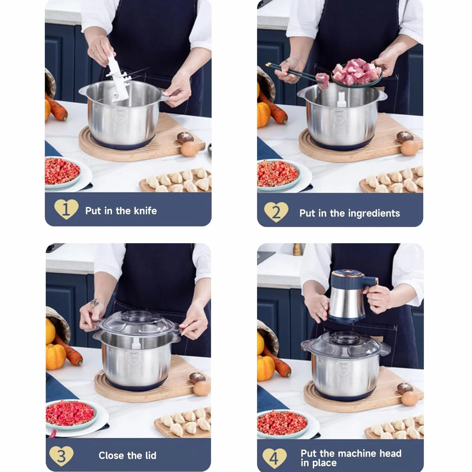 Picadora eléctrica de carne de 500 W, 5 L, mini picadora de alimentos con 6 cuchillas, 5 velocidades, para cocina, alimentos para bebés, comidas para mascotas