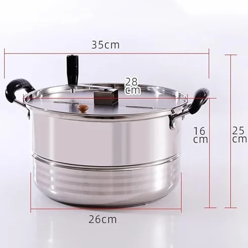 Máquina comercial de palomitas de maíz, olla de gas antiadherente para palomitas de maíz fáciles de hacer palomitas de maíz con manivela