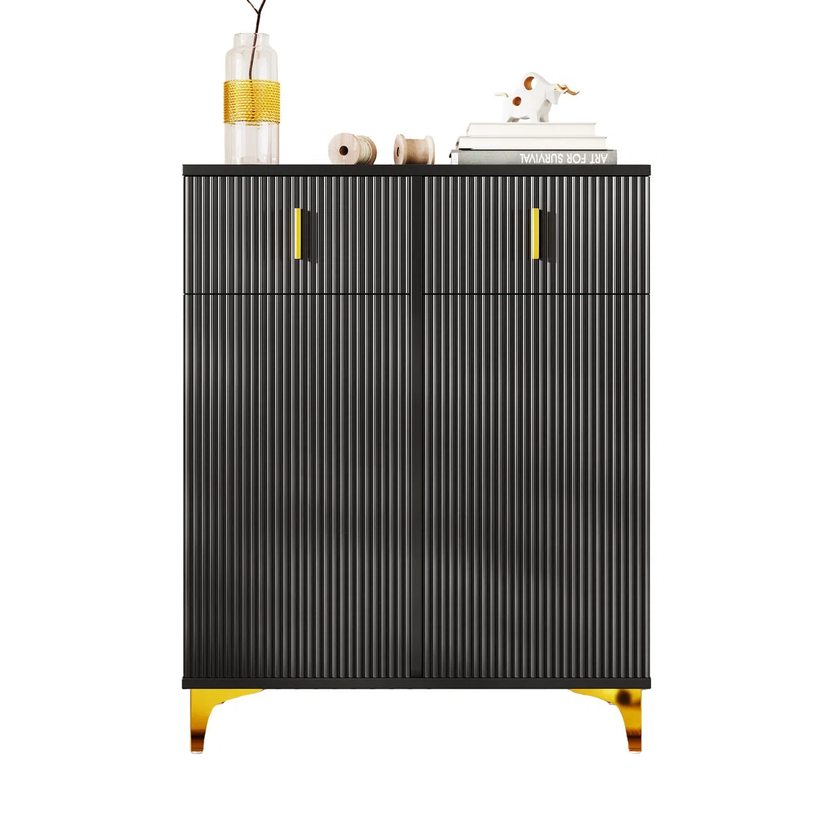 HOMYLIN Gabinete de almacenamiento de arte multicompartimento con cajones y estantes, organizador para estudio o aula, color negro