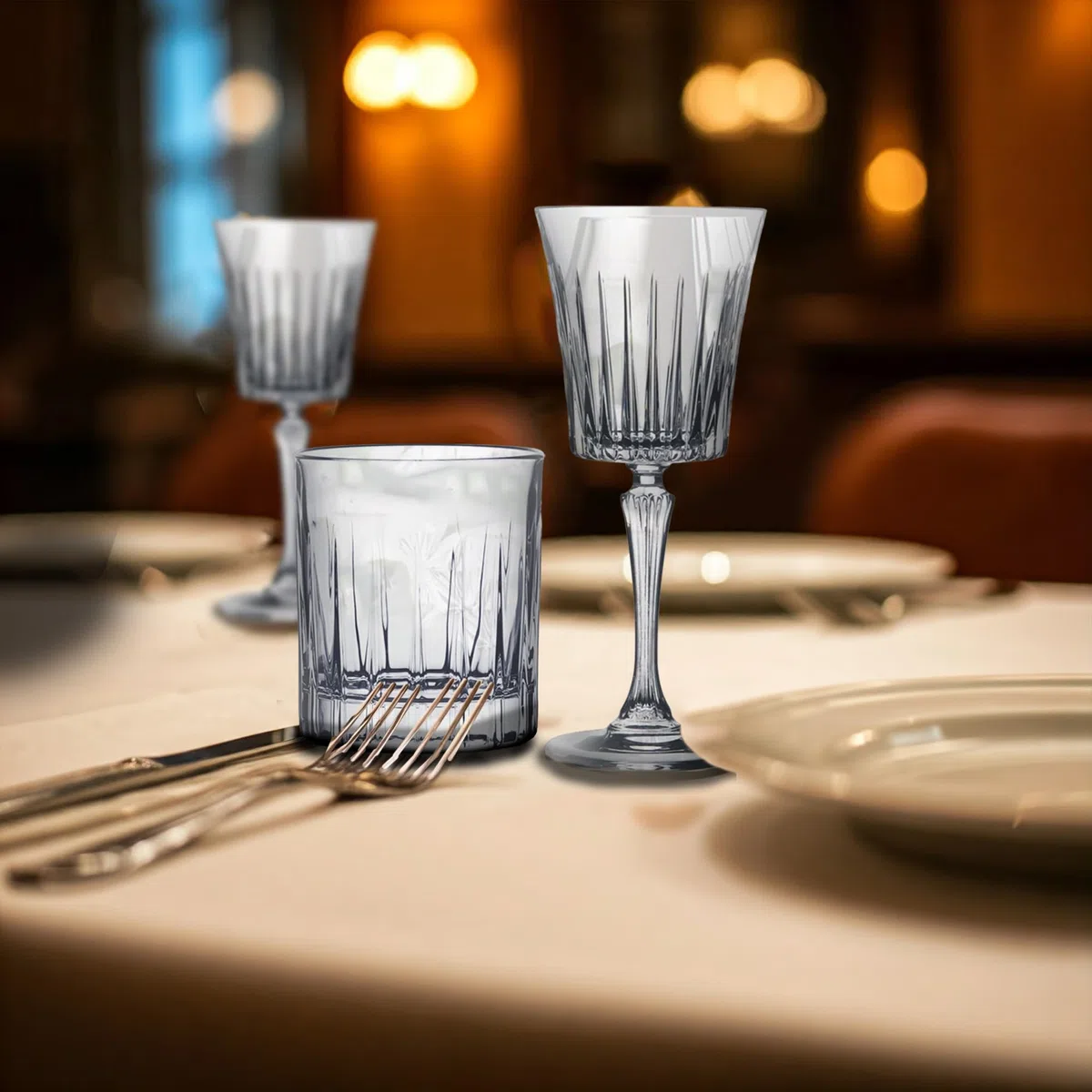 Sicignano | Juego de 6 copas de 30 cl, con 6 vasos de 36 cl, Timeless para vino, agua, licores y cócteles, cristal ecológico, transparentes, resistentes – regalo cubo champán Marea 1 botella