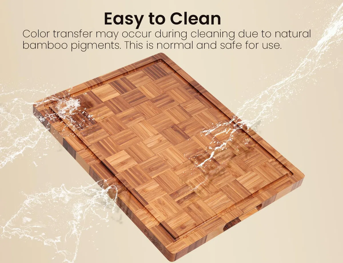 Fibogollo Juego de 3 tablas de cortar de bambú, versión mejorada de lujo, tabla de cortar para cocina, tablas de cortar de madera con ranura para jugo, juego de tabla de servir con soporte para carne,