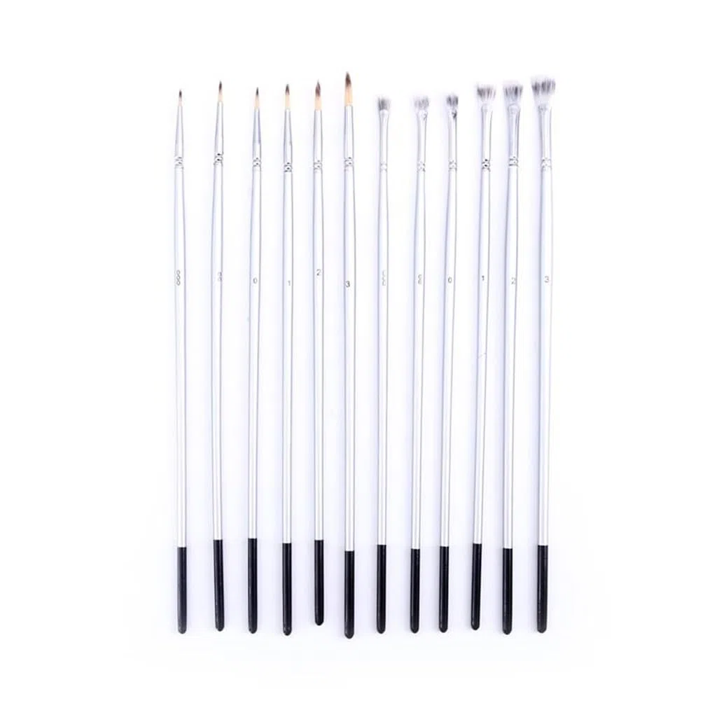 Pincel de Pelo de Nailon en Forma de Abanico, Pincel de línea, Pincel de Pelo de Nailon, Pincel de Madera para Gouache y Acuarela, Pincel de Pelo Suave para óleo.,