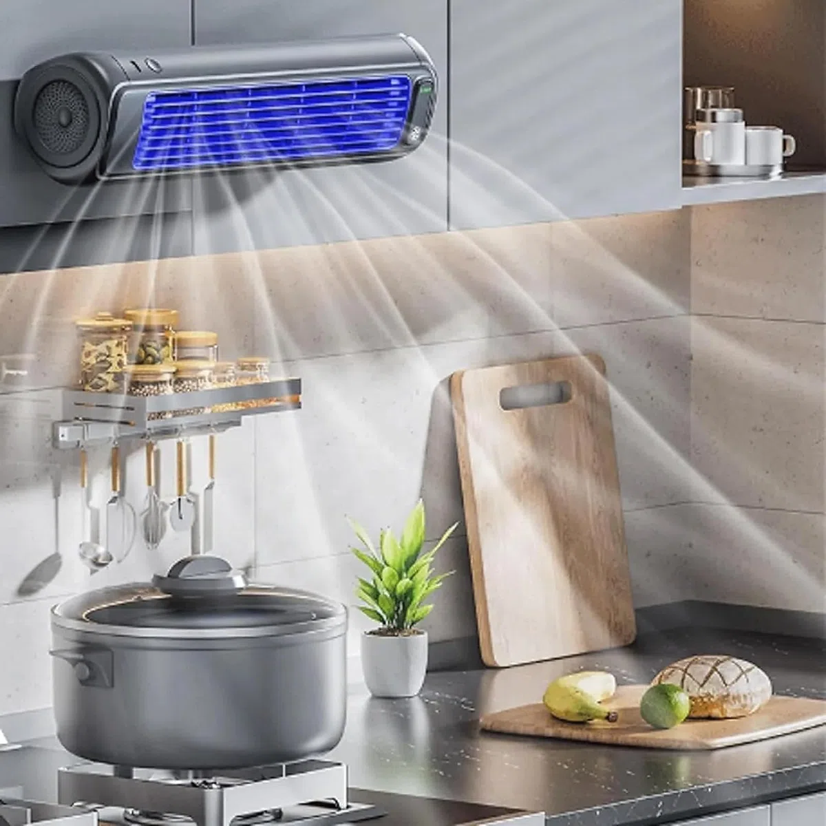 Acondicionador de aire portátil, ventilador de refrigeración recargable por USB con 3 velocidades, uso en pared o sobre mesa, unidad de enfriamiento silenciosa para dormitorio, hogar u oficina