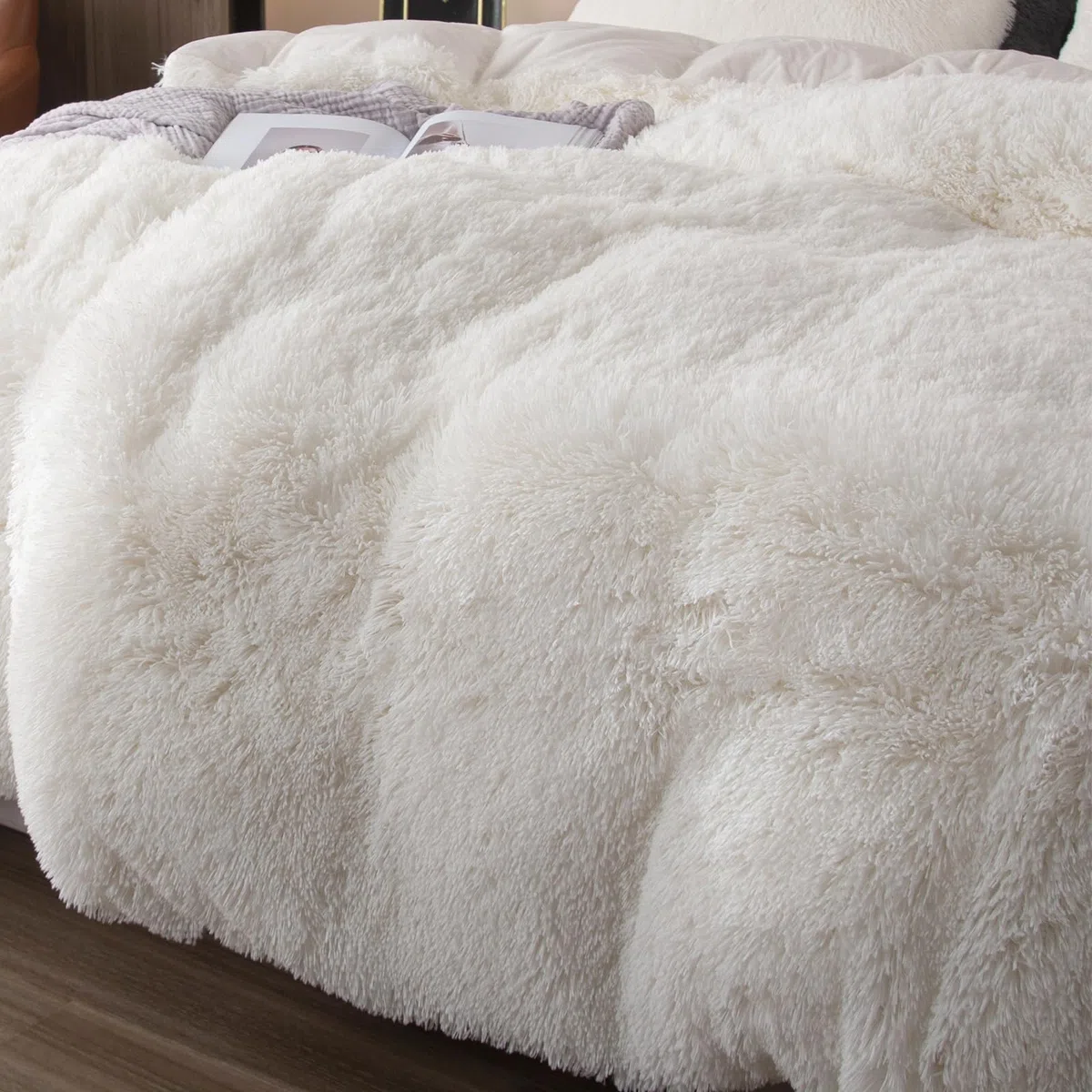 EMME Juego de Ropa de Cama de Felpa, 200 x 200 cm, Franela mullida, Juego para Cama y Ropa de Cama Suave y 2 Funda de Almohada de 80 x 80 cm, Color Blanco